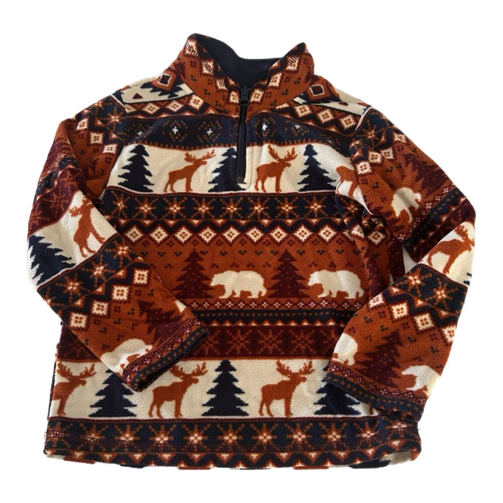 The Children's Place Fleece Quarter Zip Pullover Sweater 5T Navy Brown